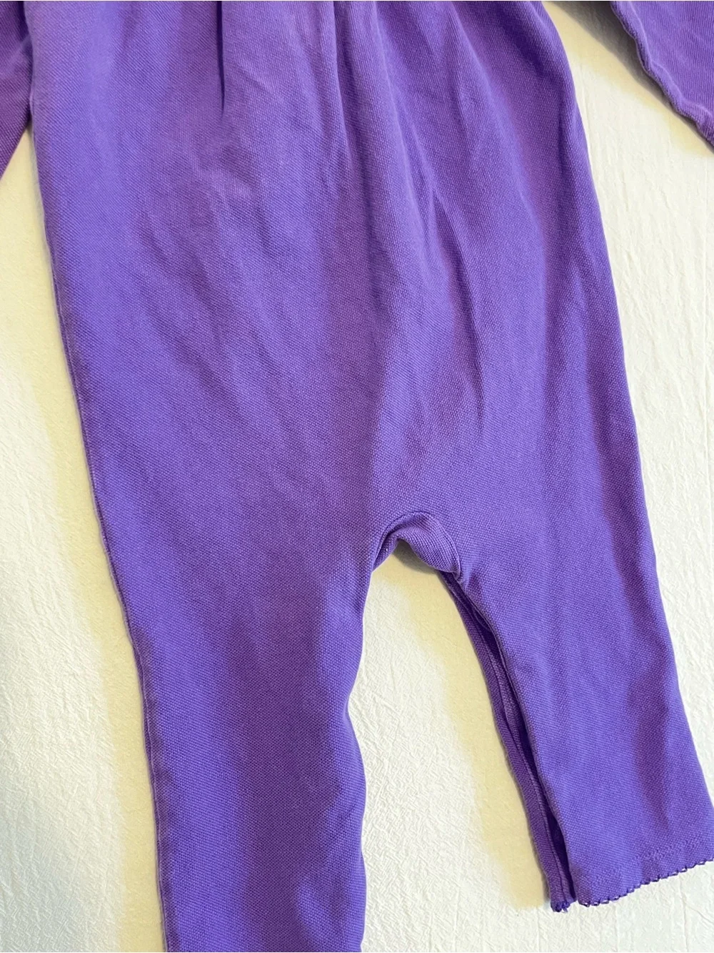 Ralph Lauren Baby Girl Cotton Ruffle Polo Romper Long Sleeve One Piece Purple